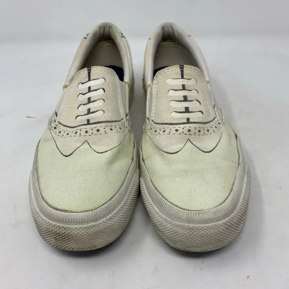 Converse Slip On Wingtip Canvas Sneakers Cream Men's 6.5